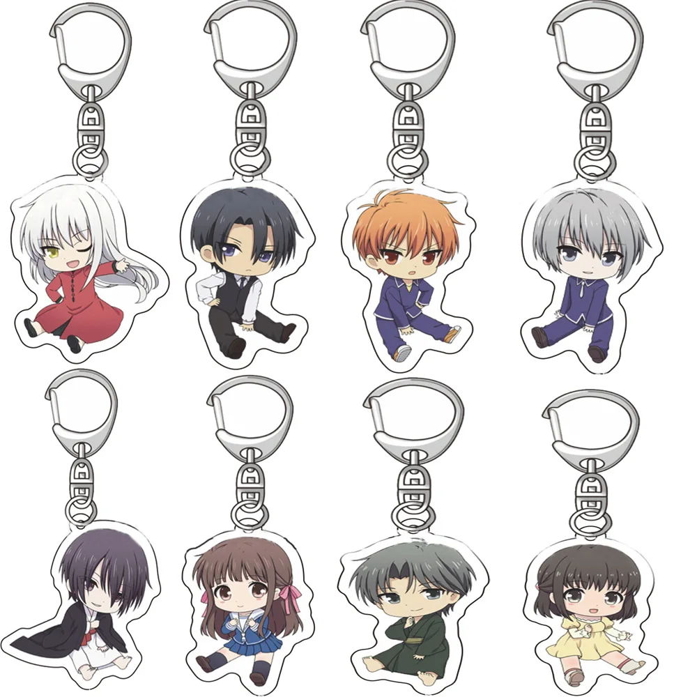 

Fruits Basket Keychain Cute Honda Tooru Soma Kyo Double Sided Acrylic Pendant Key Chain for Women Men Bag Keyring Accessories