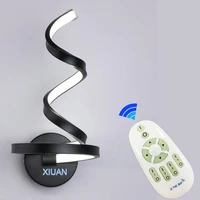 18w 22w modern spiral led wall lamp black white aluminium sconces living room bedroom bedside wall mount light remote control
