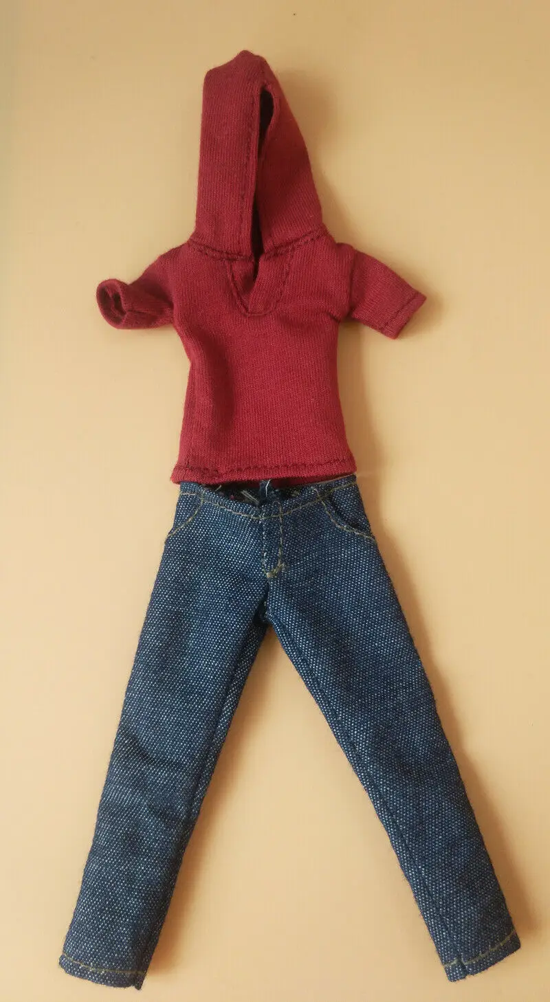 

1/12 Scale Red Hooded T-shirt + Pants Model For 6"Action Figures Doll