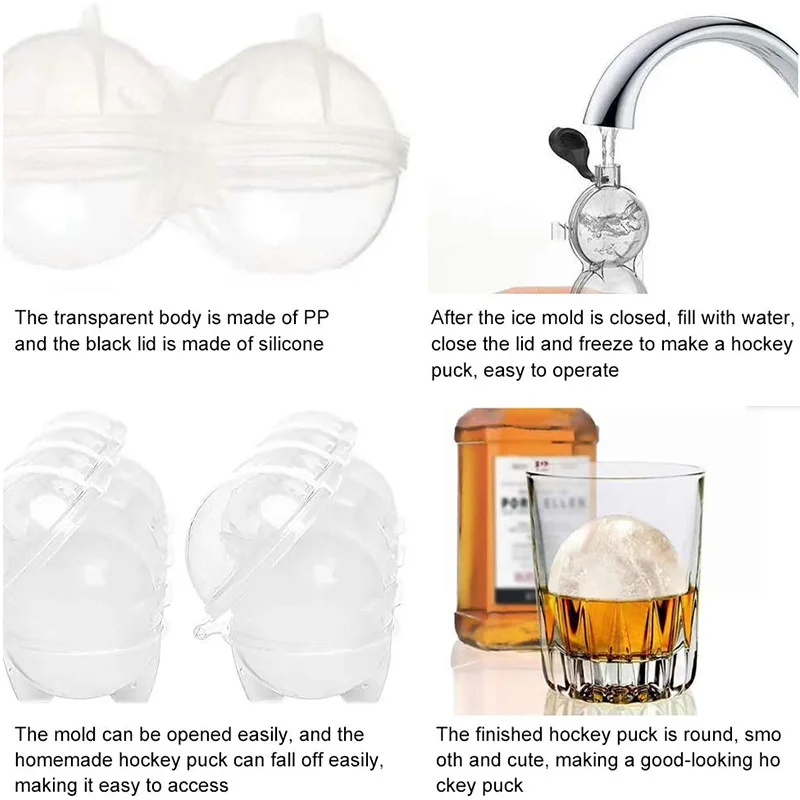 Круглая форма для льда с 4 отверстиями силиконовая крышка виски коктейлей