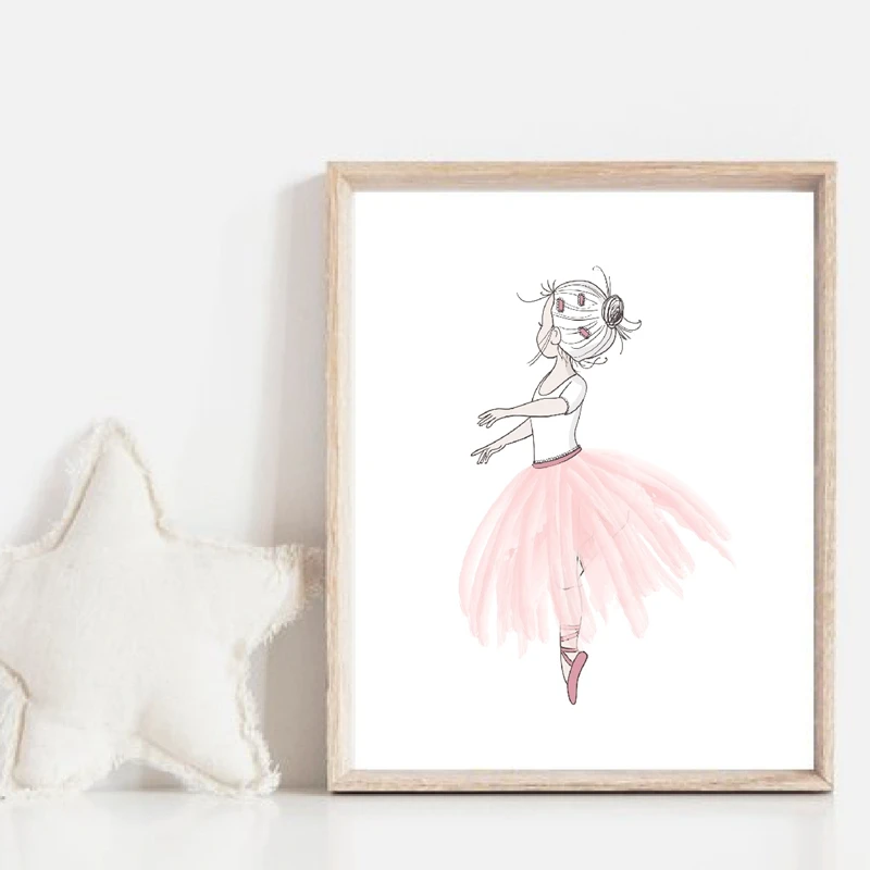 Картина на холсте с изображением балерины цветов розового и золотого | Дом сад