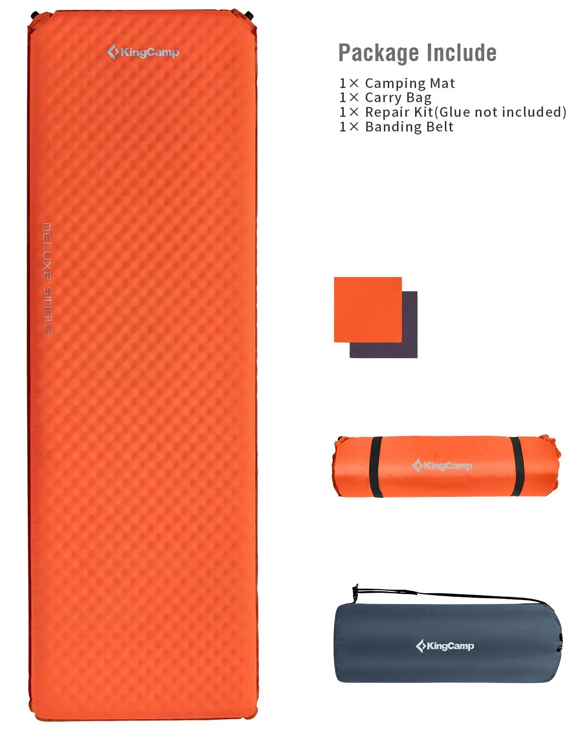 Kingcamp Самонадувающийся спальный коврик походный негабаритный Одноместный
