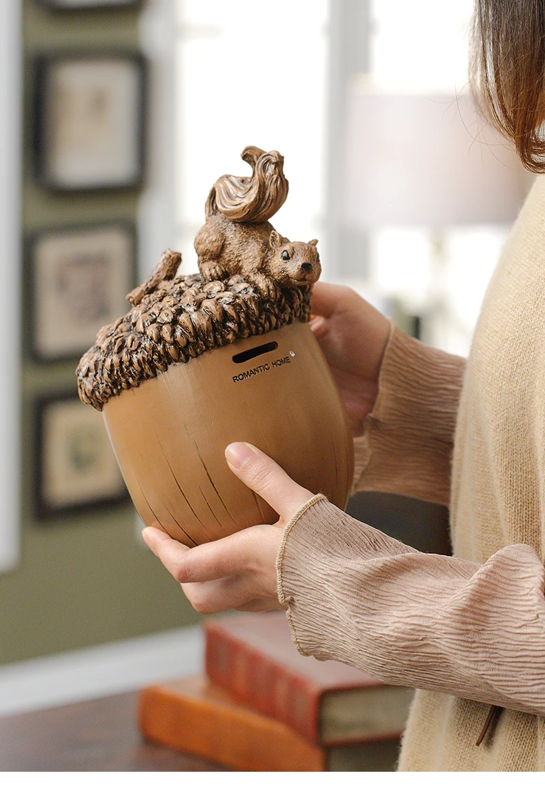 

Funny Small Resin Money Box Wood Adult Safe Wooden Art Fresh Piggy Bank Counter Spaarpotten Voor Geld Home Decorations KK60CX