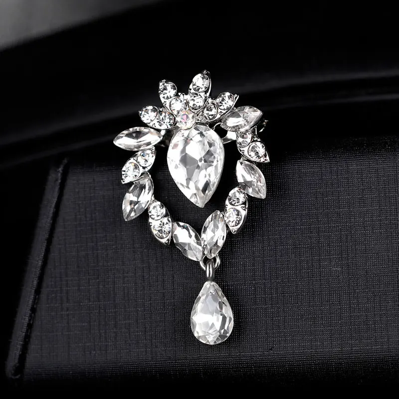 Большая белая Брошь Стразы в форме капли с кристаллами для женщин брошь булавки