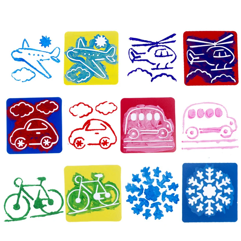 6 шт. детские пластиковые трафареты для рисования|Юный художник| |