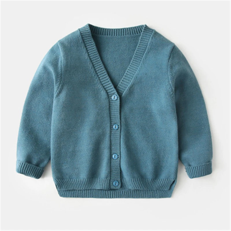 Однотонные Детские вязаные свитера осенне зимняя детская одежда повседневная