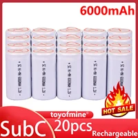 20x sub c subc ni mh rechargeable with tab 6000mah 1 2v battery white high power