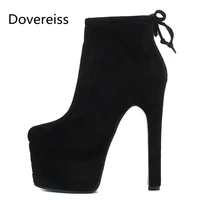 dovereiss fashion womens shoes winter concise pure color gray platform new sexy suede ankle boots 32 40