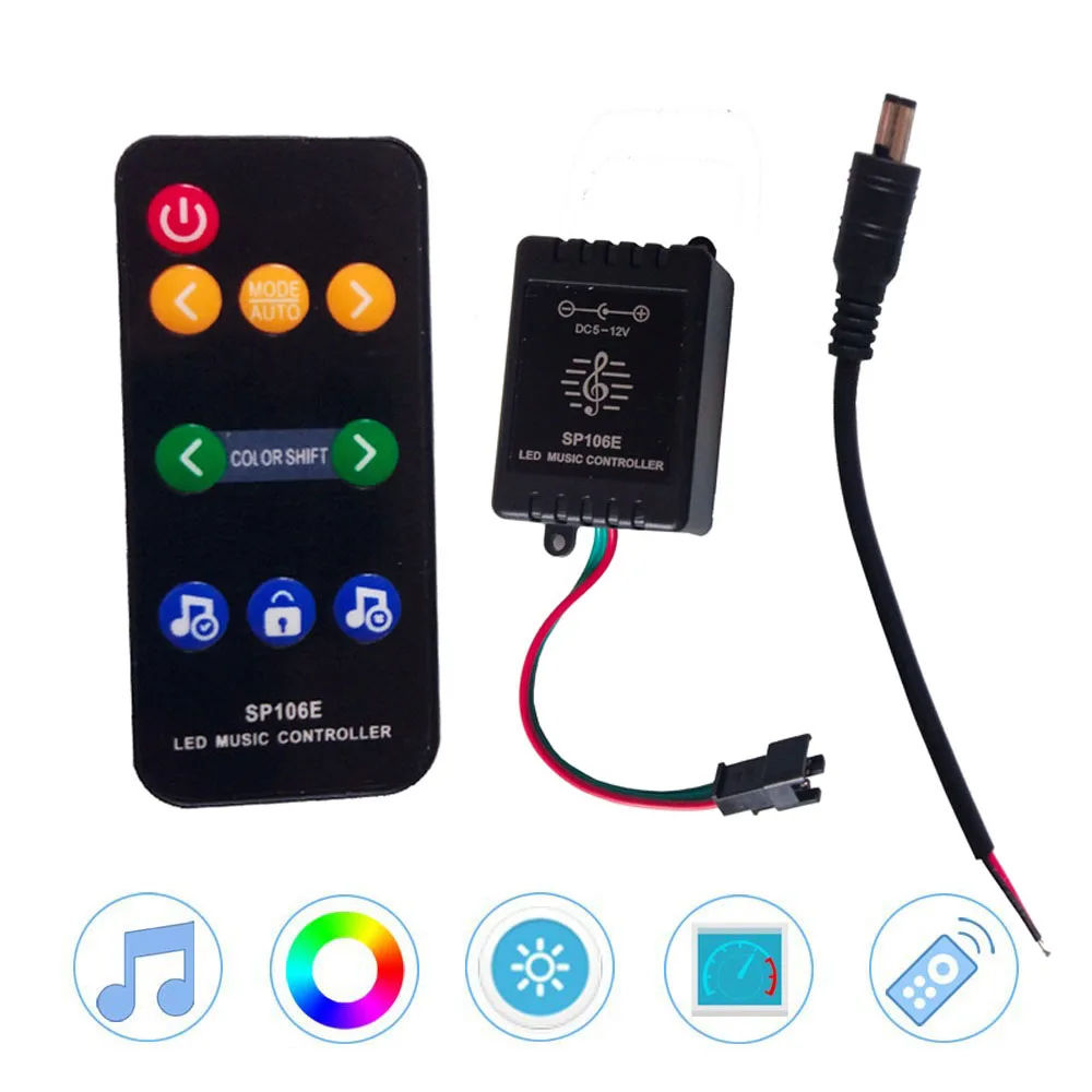 DC5-24V управления светодиодной лентой WS2812B WS2811 SK6812 Лер для музыкой Wi-Fi Bluetooth SP107E SP106E