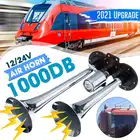 Автомобильный пневматический гудок 1000 дБ, Электрический Гудок с двойными трубками, универсальный пневматический гудок для автомобиля, поезда, грузовика, мотоцикла, очень громкий