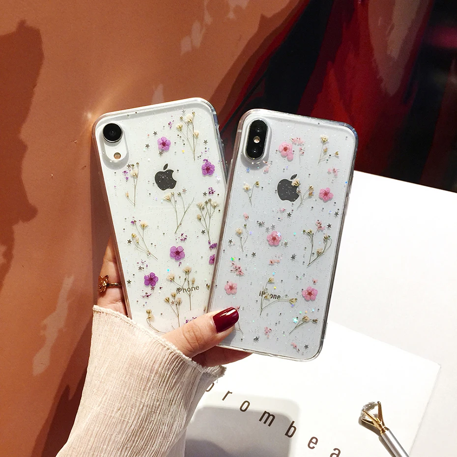 Qianliyao настоящие сушеные цветы прозрачный, мягкий чехол для iphone X 6 6S 7 8 Plus 11 Pro Max чехол для телефона для iphone XR XS Max чехол