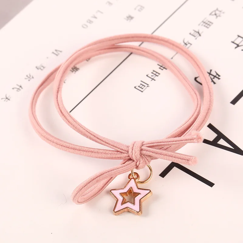 Модные эластичные резинки для волос с милыми розовыми сердечками и звездами 10