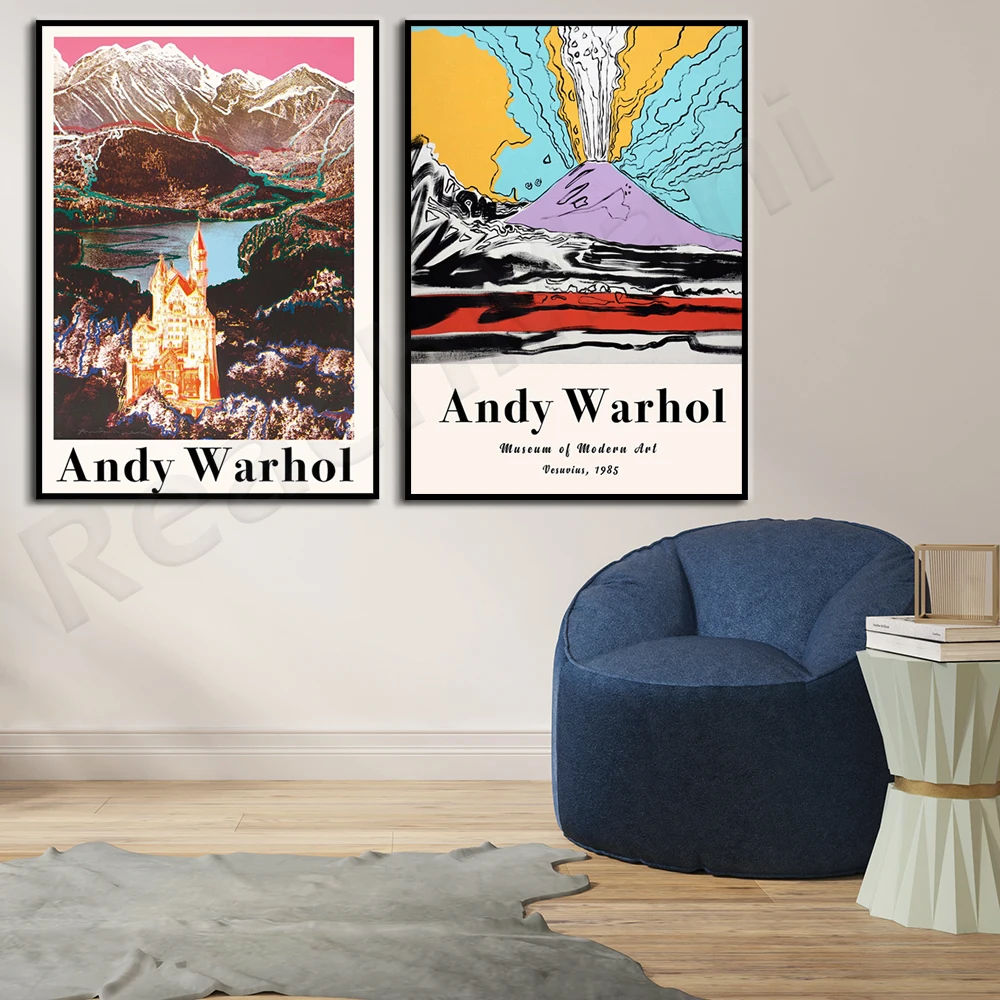 

Andy Warhol Vesuvius posters, vintage museum exhibition art prints, pop art prints, Andy Warhol posters, colorful wall art gifts