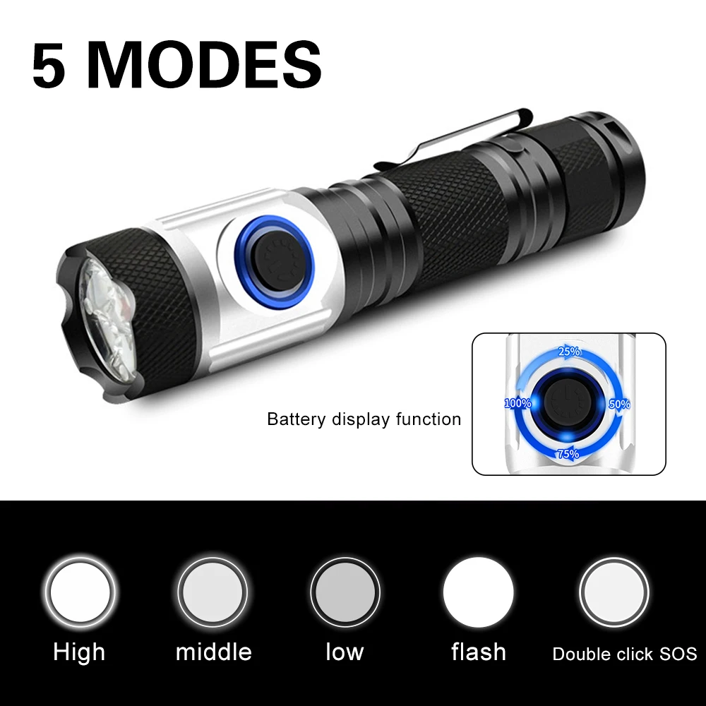 Многофункциональный тактический фонарь 4 * XPG светодиодный 18350 IPX6