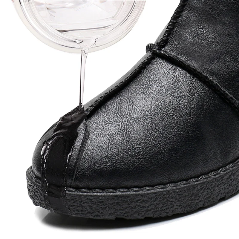 

Womens home slippers old style warm plush outside slippers women winter house shoes casual leather slippers woman