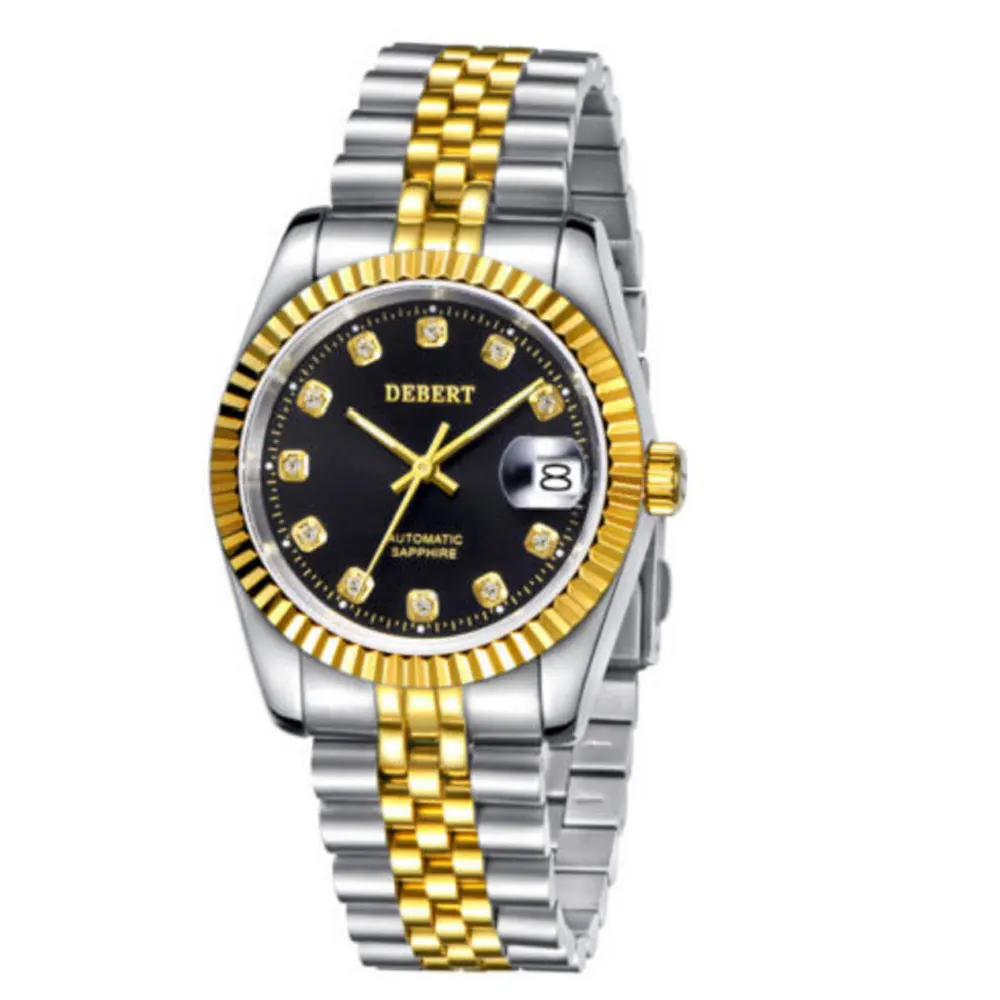Мужские наручные часы с автоподзаводом debert черный циферблат 21 драгоценность miyota