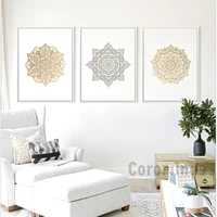 mandala flower canvas painting golden floral wall art prints geometric bohemian modern home decor poster for living room decor