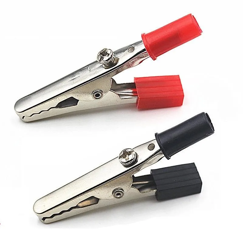 

10 шт./лот изолированные зажимы типа крокодил, пластиковая ручка, кабель, испытанные металлические зажимы типа крокодил, зажимы длиной 52 мм