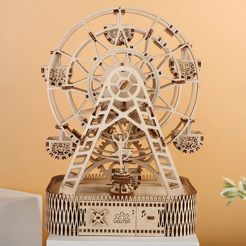 

Деревянная музыка колесо обозрения 3D пазл DIY механический привод модель комплект конструктор фигурка декомпрессия взрослые игрушки Детски...