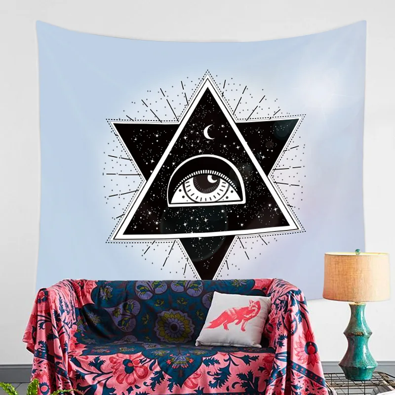 Полиэстер ткань череп серии гобелен Йога Хиппи гадание Таро кошка Ouija колдовство