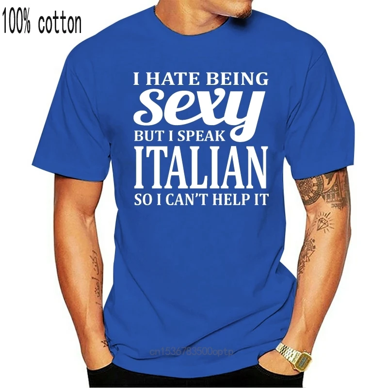

New I Speak Italian Funny T-Shirt Quirky Printing Top Tee Pictures Men's Tshirt Summer Cotton Simple Authentic Famous