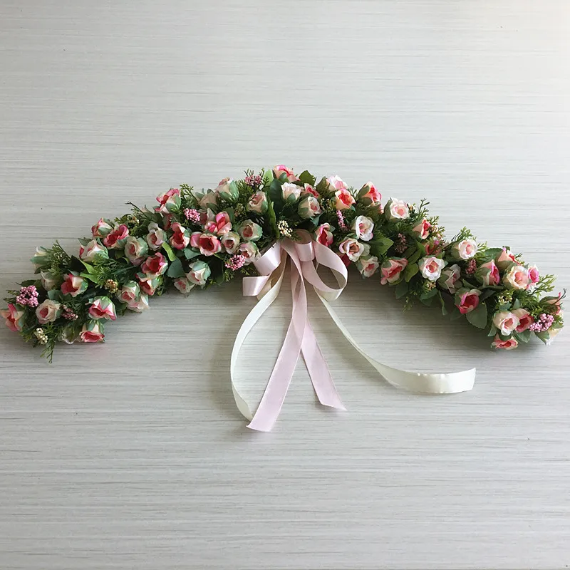 

1pc Rose Artificial Flowers Garland European Lintel Wall Decorative Flower Door Wreath For Wedding Home Christmas Decoration
