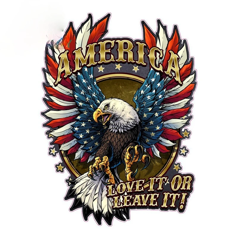 

American Bald Eagle American Flag Love it or Leave it Decal Car Reflective Laptop Speedboat Rear Windshield Waterproof Exterior