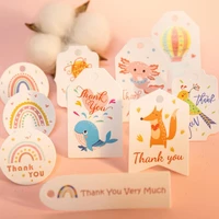 new cartoon fox rainbow thank you gift tags diy kid birthday party paper hang tags decorations cute animal label hang tag cards