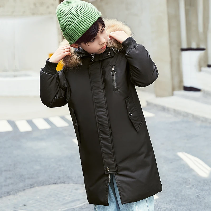 Thick Warm Down Jackets Winter Boys Coat Fashion Real Fur Big Boy Outerwears For Teens 5-15Y LZ049 | Мать и ребенок