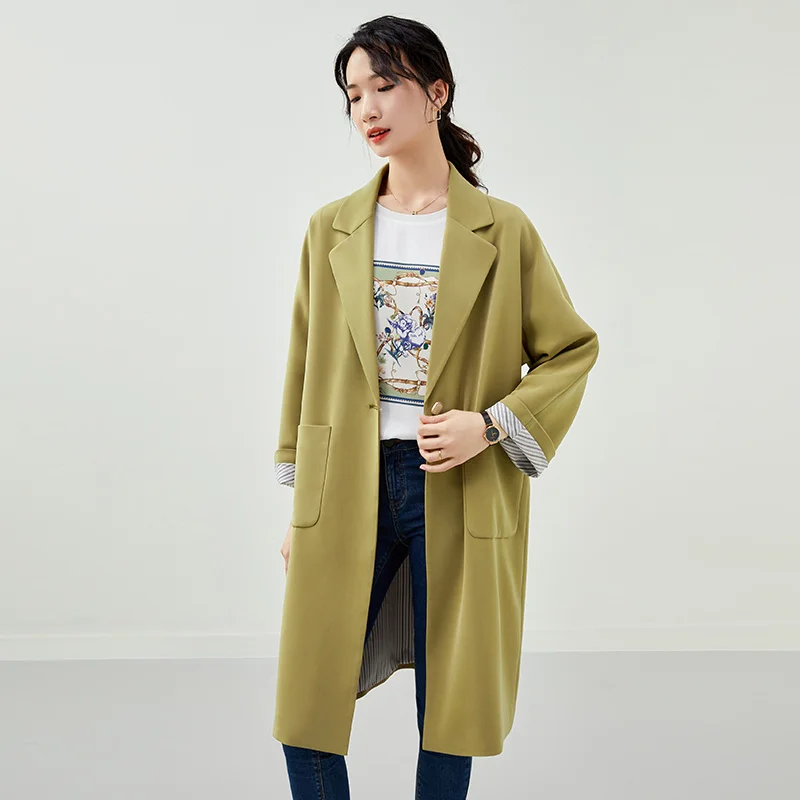 

fashion windbreaker coat women's new autumn loose medium and long fashion temperament coat in 2021