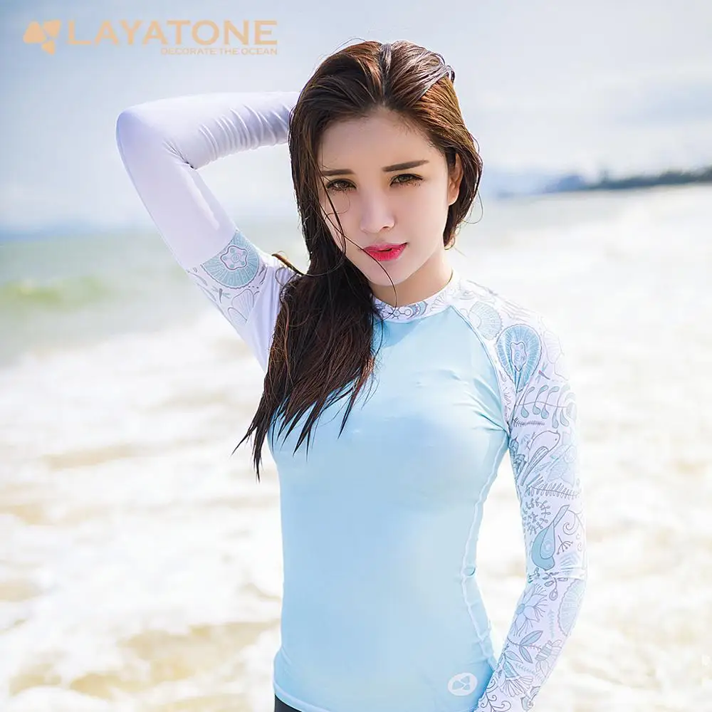 LayaTone женский купальник с длинным рукавом Rashguard купальник для серфинга топ купальник беговая рубашка походная рубашка Rashguard UPF50+ футболка