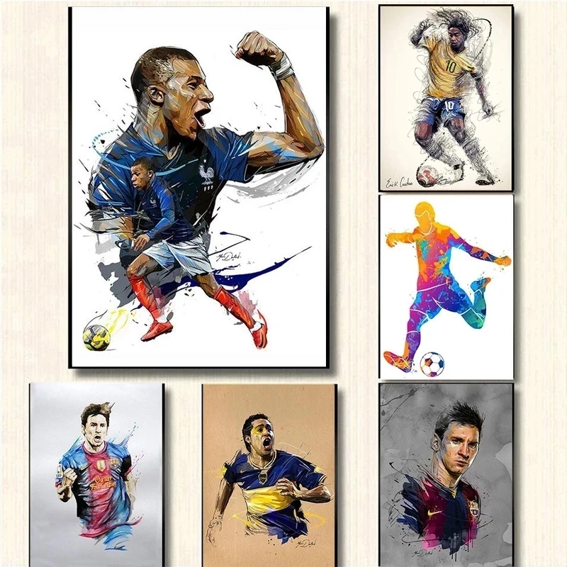 

Football Star Inspirational Painting Poster Print HD Pictures Printed on Canvas Used For Room Home Aesthetics Decor Wall Art