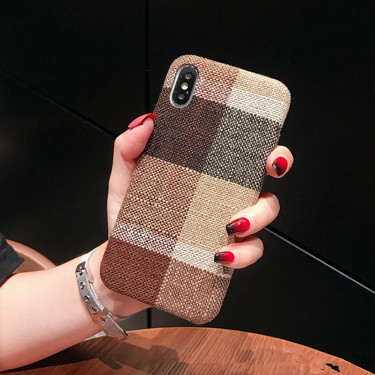 Gimfun осенний теплый плюшевый чехол в клетку для Iphone Xsmax простой тканевый мягкий чехол из ТПУ для Iphone 7 8 6s Plus X Xr 11 Pro Max - Цвет: brown