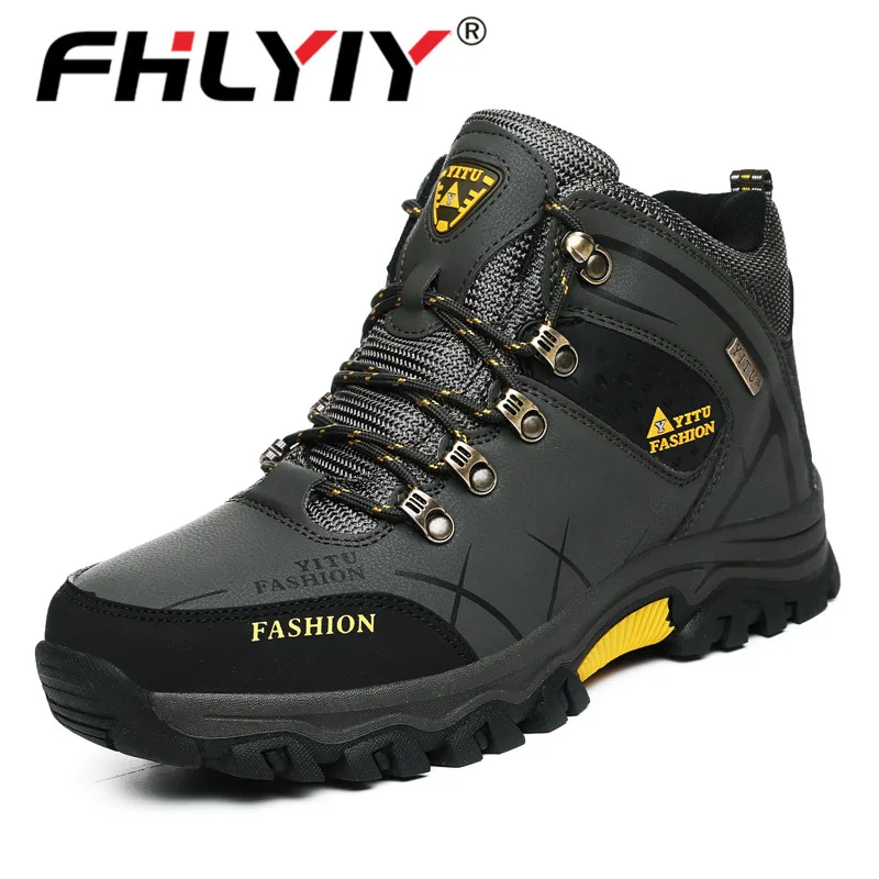 Army Green 8528 Fhlyiy/Брендовые мужские зимние ботинки; теплые супер мужские кожаные кроссовки высокого качества; мужские походные/ботильоны; Цвет Черный; размеры 39-47 - Цвет: Army Green 8528
