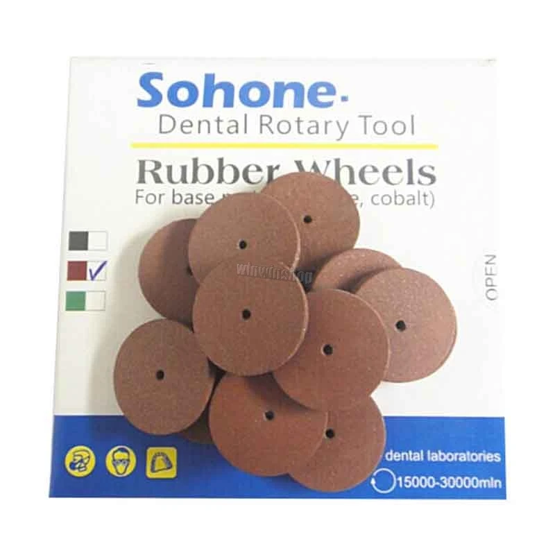 100 шт./кор. Зубное резиновое полировальное колесо металлический вращающийся