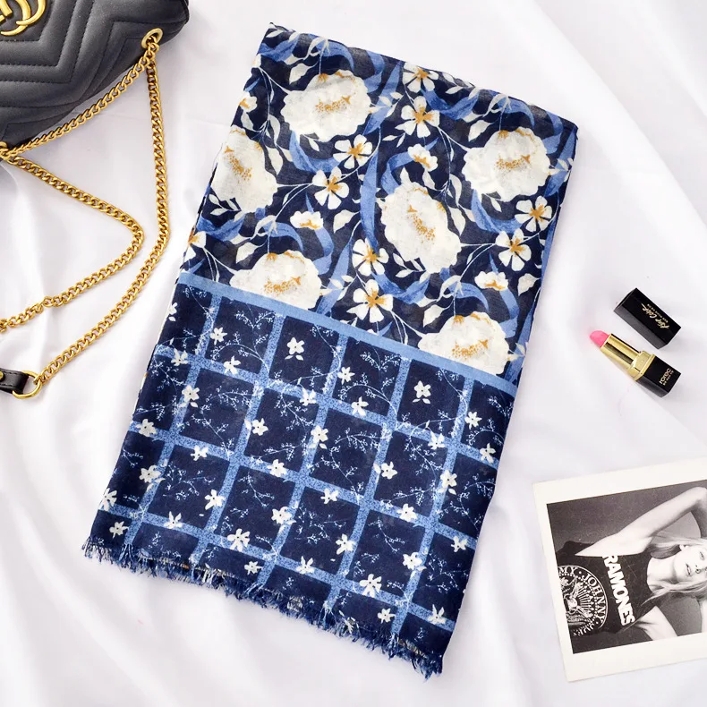 Женский шарф KYQIAO осенне весенний элегантный длинный в стиле бохо испанском