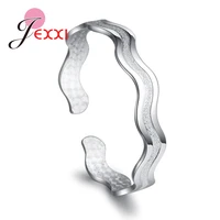 elegant pulseiras 925 sterling silver nubuck water wave shape cuff bracelet simple open bangle womens party jewelry accessory