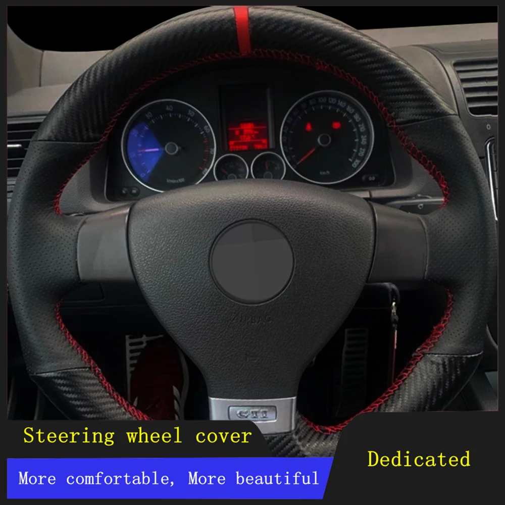 

Car Steering Wheel Cover Braid Wearable Genuine Leather For Volkswagen Golf 5 Mk5 GTI VW Golf 5 R32 Passat R GT 2005
