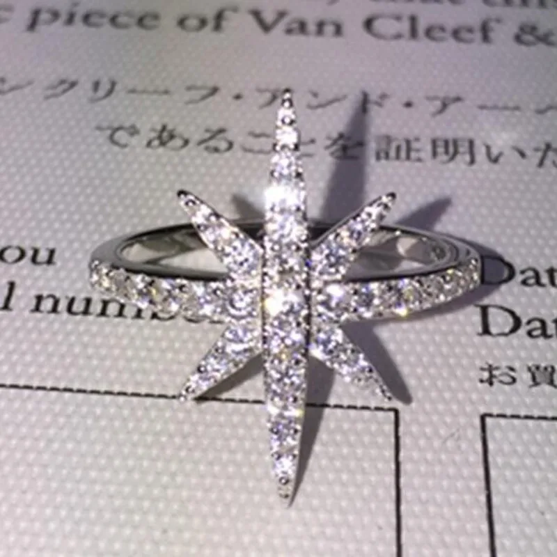 

Original Stars 925 sterling Silver ring finger Luxury pave 5a cz wedding Rings for Women Cocktail Lovely girl gift size 5-10