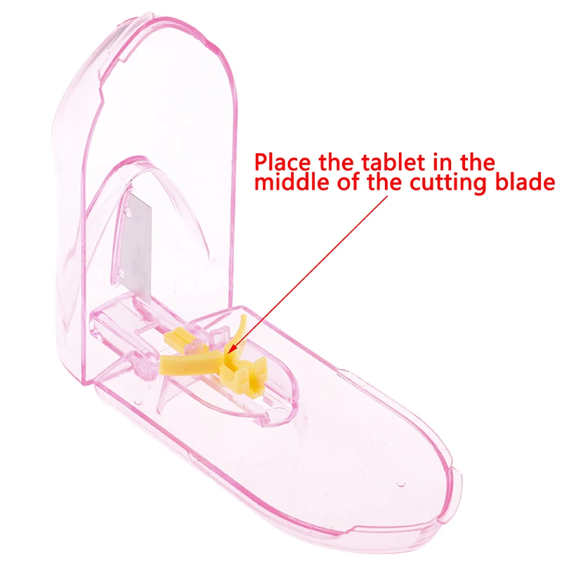 

2Styles Storage Cutter Pill Case Portable Rectangular Cut Medicine Cutting Knife Pill Segmentation Break Off Pill Container