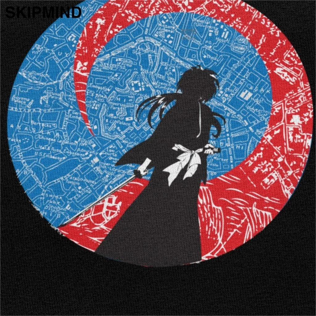 Японское Ретро Rurouni Kenshin футболка хлопковая с короткими рукавами рисунком из