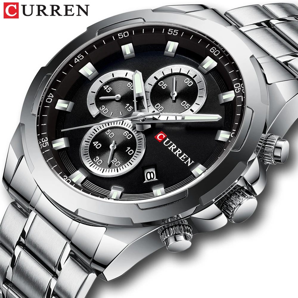 

Часы наручные CURREN Мужские кварцевые, роскошные повседневные военные водонепроницаемые из нержавеющей стали
