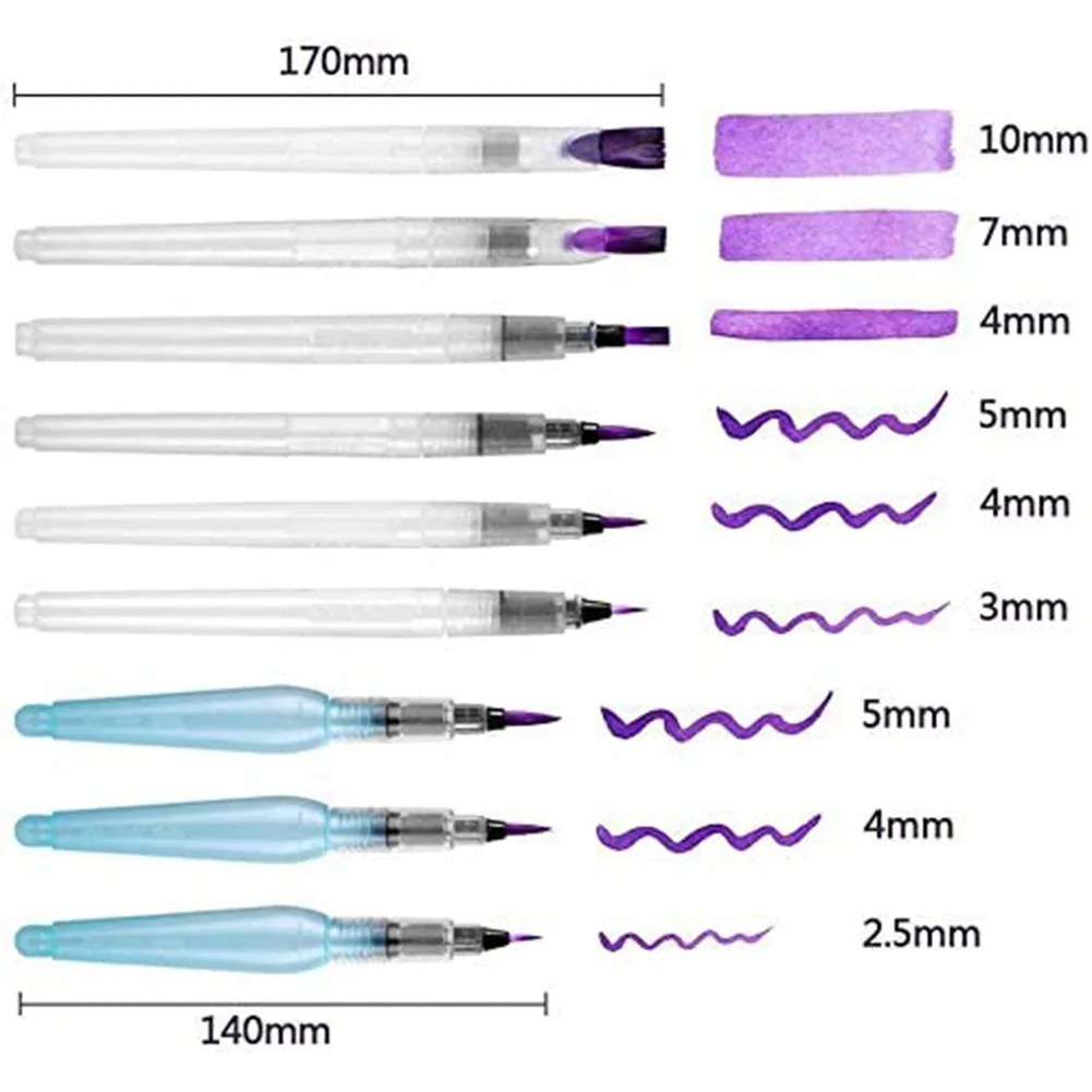 

9pcs Sharp/Flat Hair Brushes Water Watercolor Soft Head Storage Painting Brush for School Painting Teaching Decor