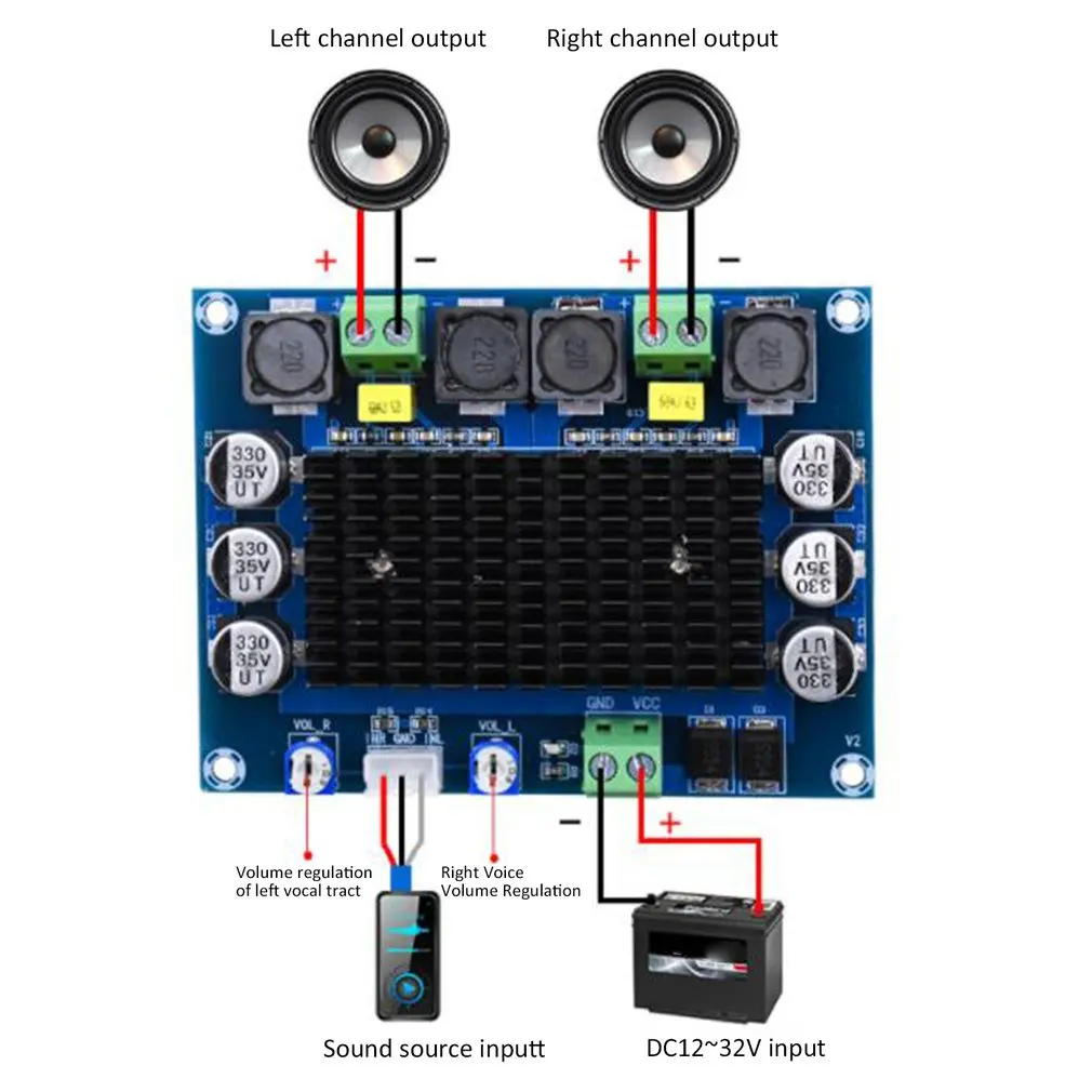 XH-A113 TDA7498 2.0 Digital Power Amplifier Board 100W*2 Dual channel Stereo Audio class amplifier for speaker DC12-32V A1-008 |