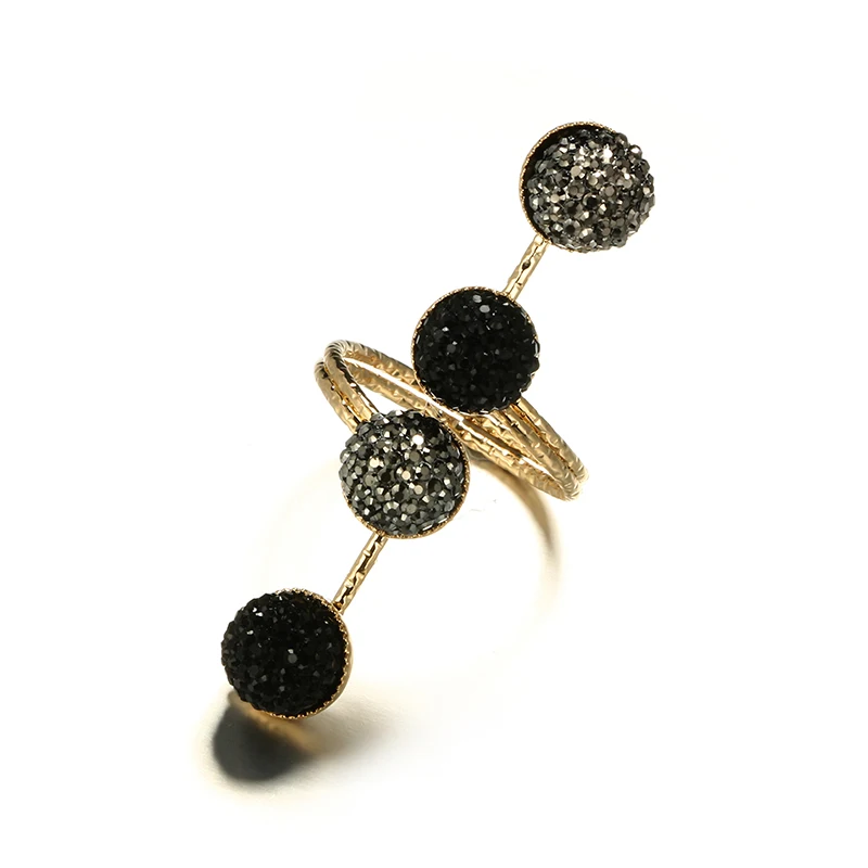 

Vintage Antique Gold Black Rhinestone Opening Knuckle Finger Midi Rings Set for Women Punk Statement Jewelry
