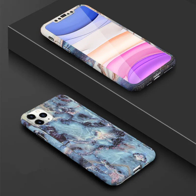 Модный 360 градусов полный корпус защитный чехол для телефона для iPhone 6 6S 7 8 Plus X XS Max XR Зеленый Кактус Жесткий PC задняя крышка Coque - Цвет: Style 21