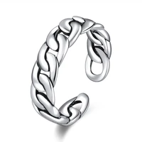 mixmax 20pcs chain ring retro open ring simple personality fashion retro plain silver woven ring adjustable jewelry sale