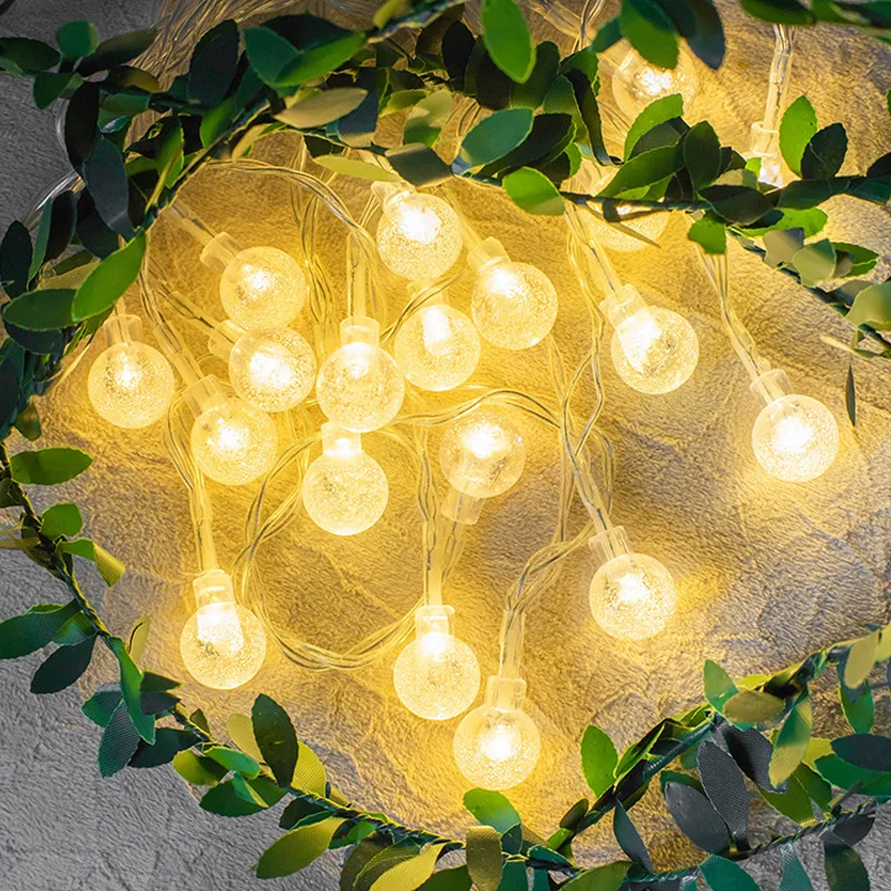 

LED Crystal Ball String Fairy Light Artificial Green Rattan Garlands String Lights Christmas Birthday Wedding Party Decoration