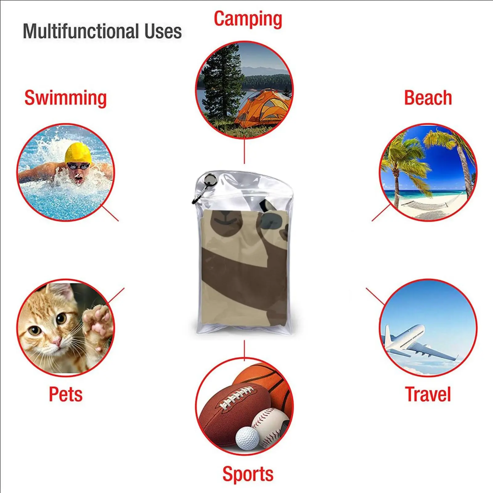 Быстросохнущее полотенце для спортзала портативное ванной с животными дикой