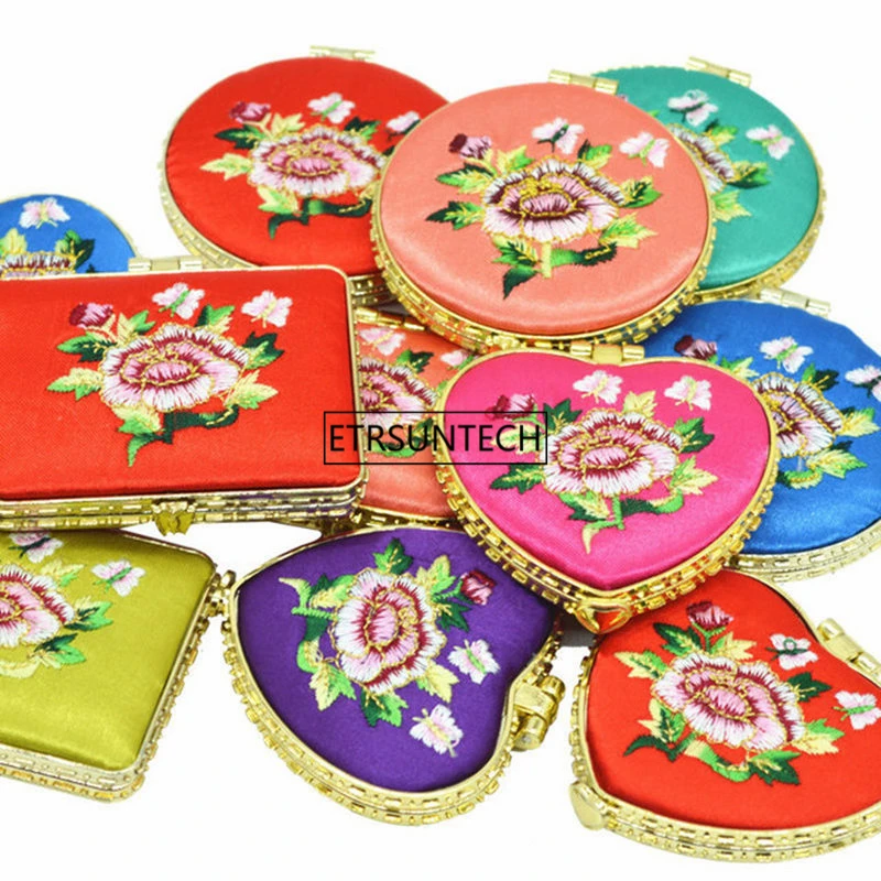

100pcs Portable Mini Vintage Makeup Mirrors Compact Pocket Floral Mirror Two-side Folding Make Up Mirror Cosmetic Tool F3770